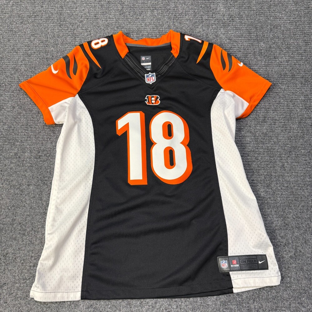 Cincinnati Bengals Jersey Womens Large Black Football AJ Green 18 Nike On Field